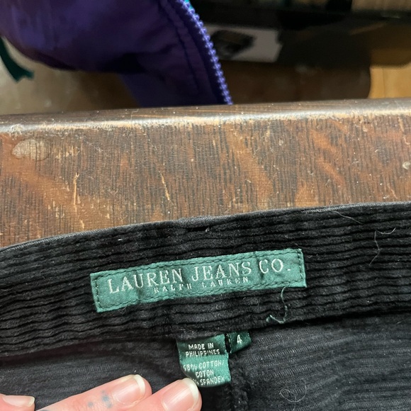 Lauren Ralph Lauren Black Corduroy Straight Leg Jeans - Picture 2 of 7